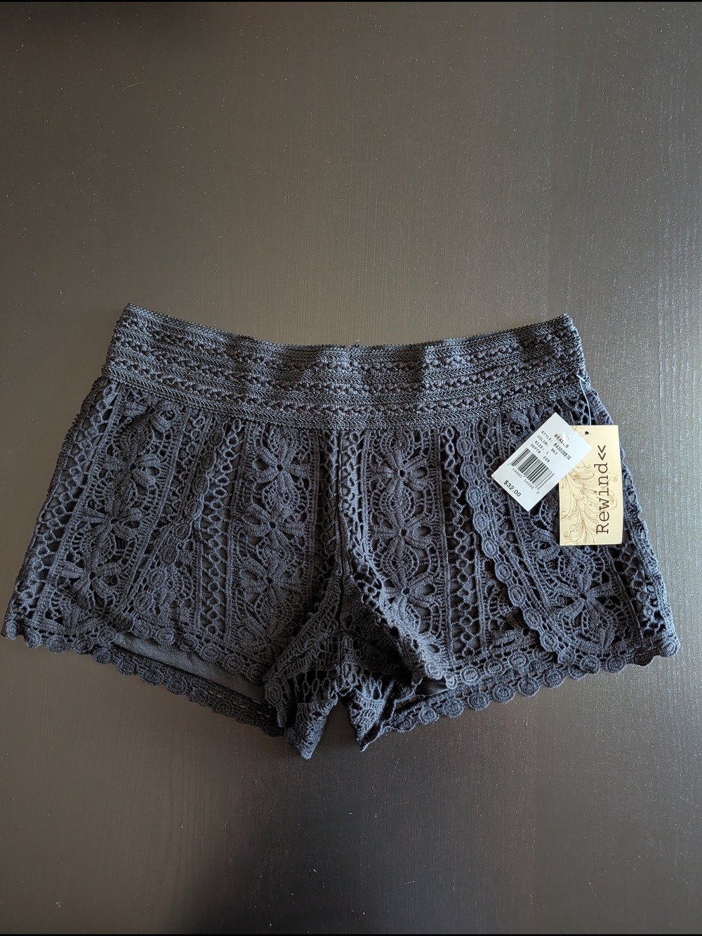 Rewind Crochet Lace Shorts - Black